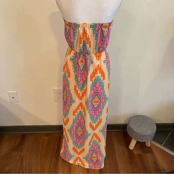 Pink Owl Aztec Print Strapless Maxi Dress Size Medium New With Tags - Picture 5 of 10